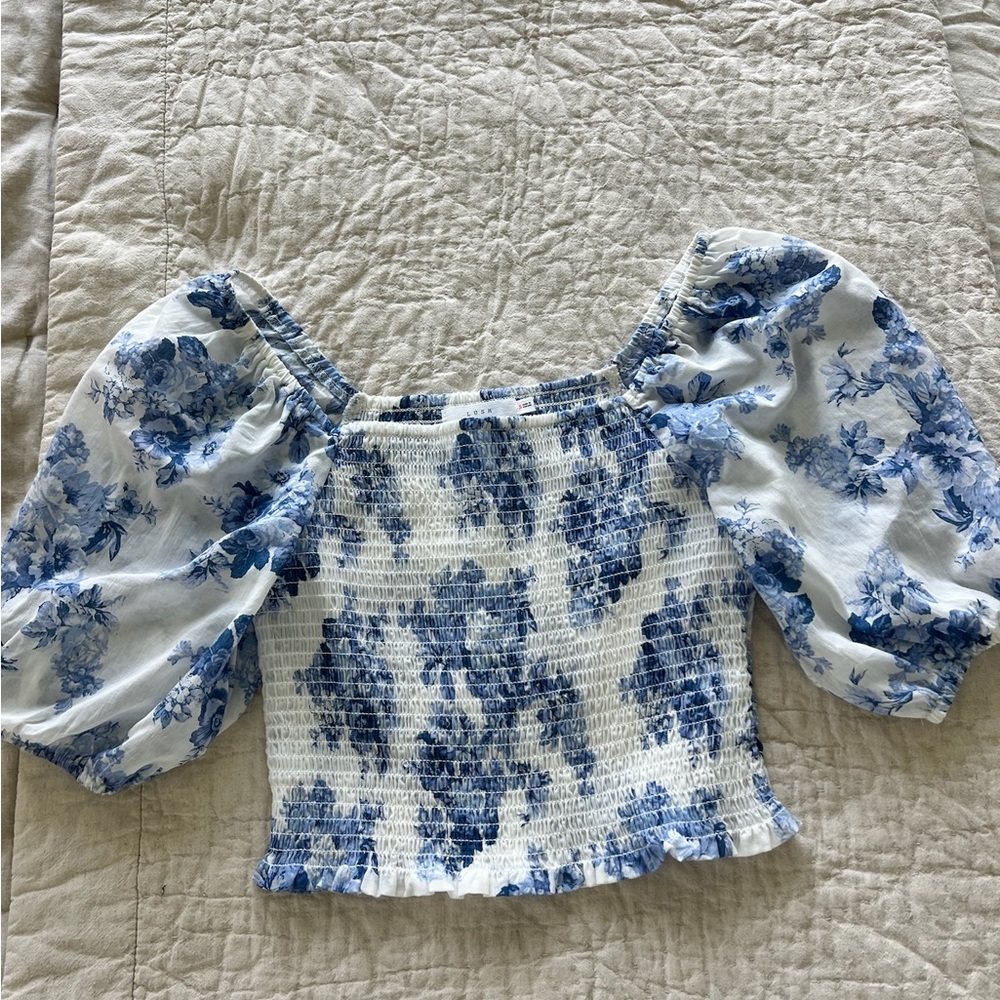 Vici smocked puff sleeve blouse top